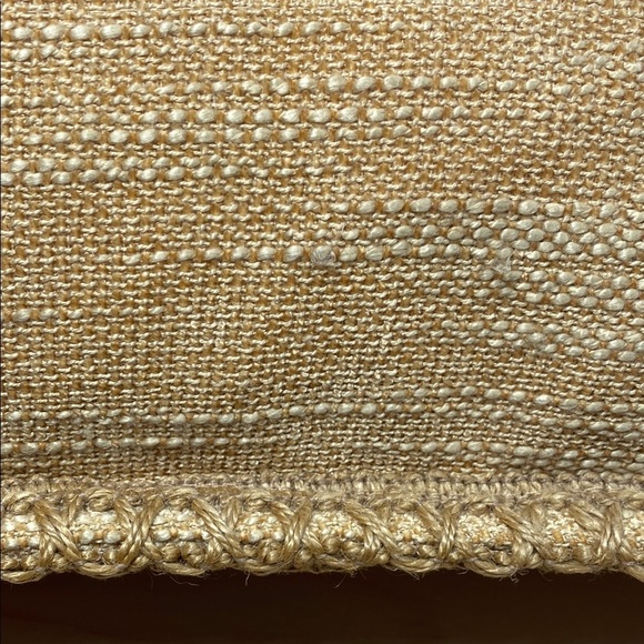 Golden Tan Tweed Accent Pillows with Stitched Jute Trim - Picture 2 of 7